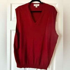 Pronto Uomo Red V-Neck Sweater Vest 100% Merino Wool